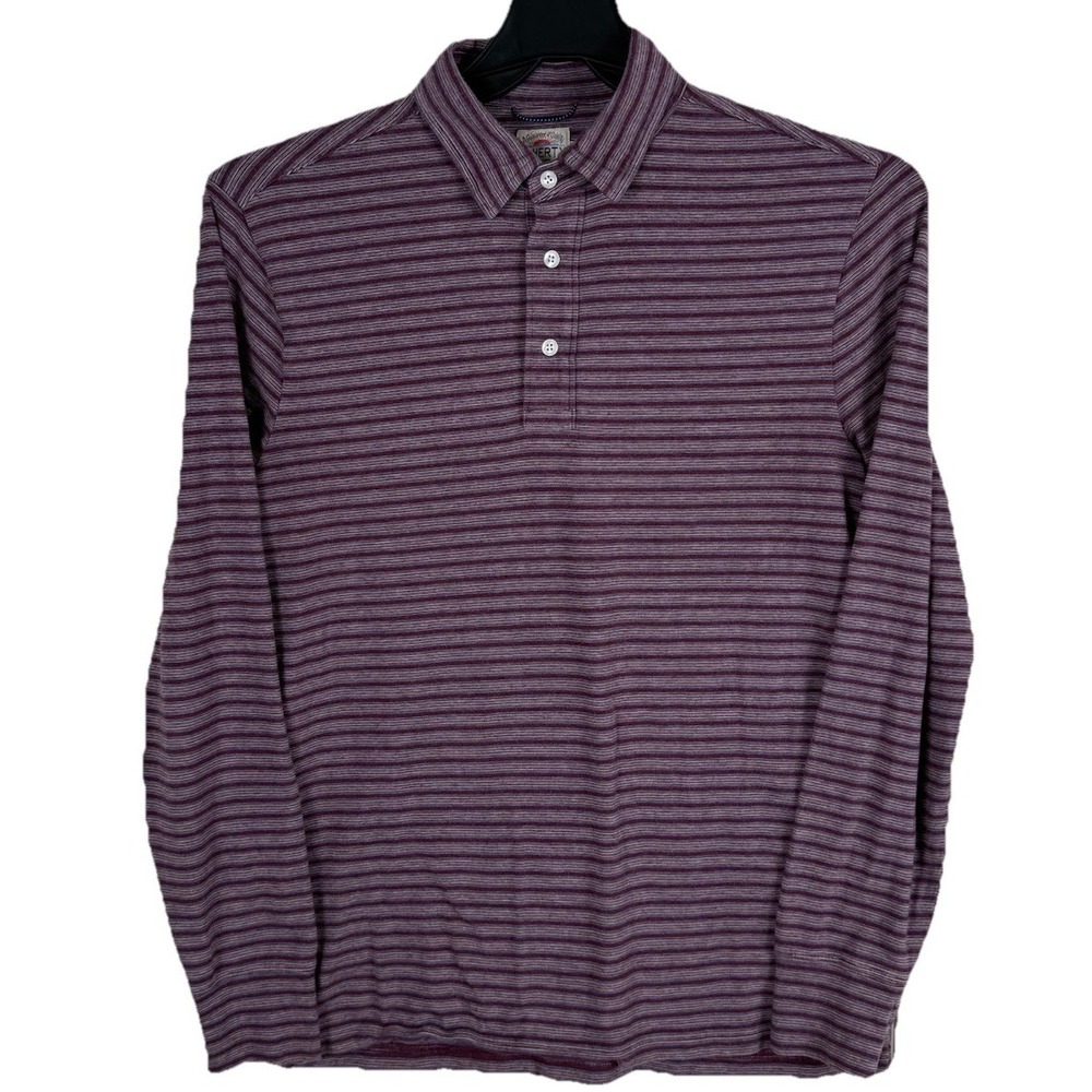 Faherty Shirt Mens S Striped Long Sleeve Polo Movement Pima‎ Cotton Modal Blend